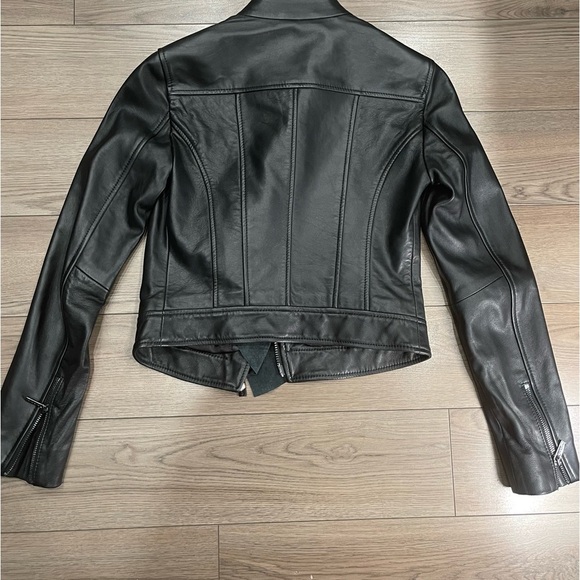 MARCIANO Daniel Moto-Zip Ruffle Leather Jacket - Picture 4 of 13